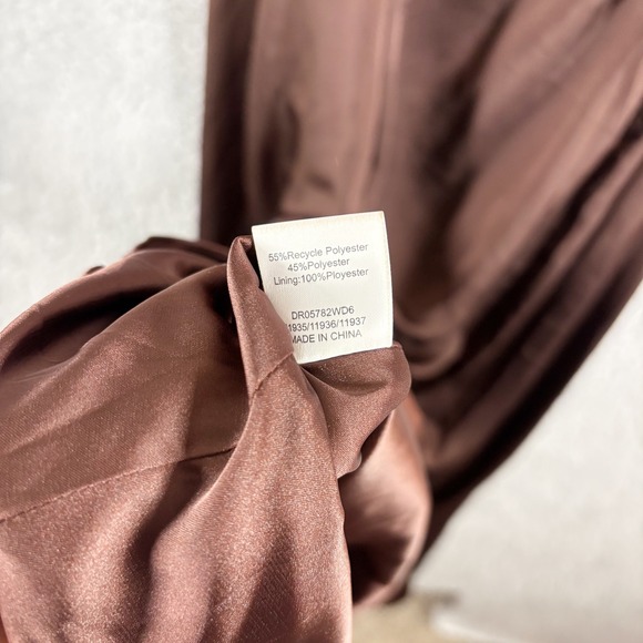 NEW Meshki Kamala Low Back Satin Maxi Dress Dark Chocolate Brown XXL Elegant - Picture 10 of 10